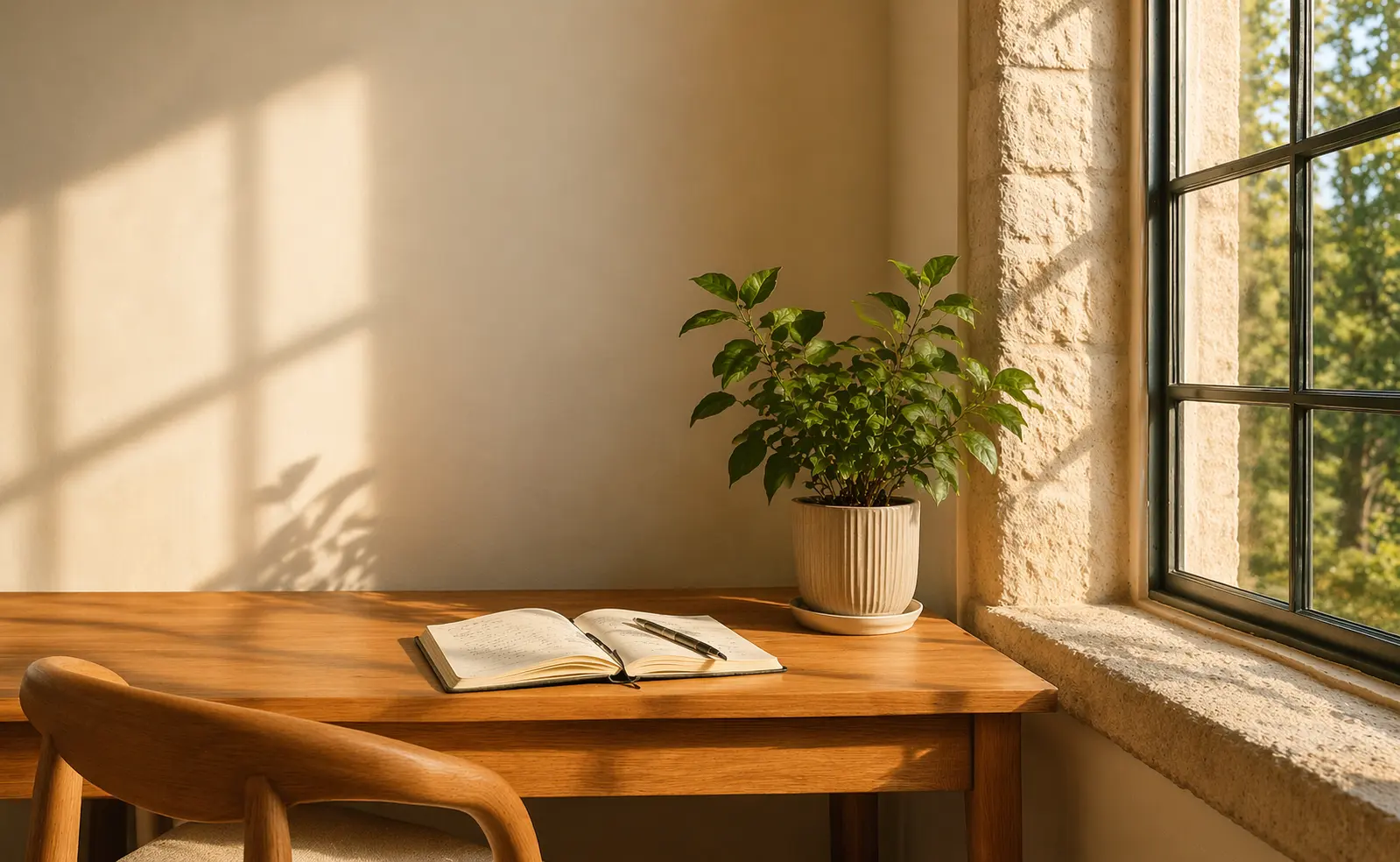 Teren Cill concept showing a clean, intentional workspace with natural light representing structured and purposeful space