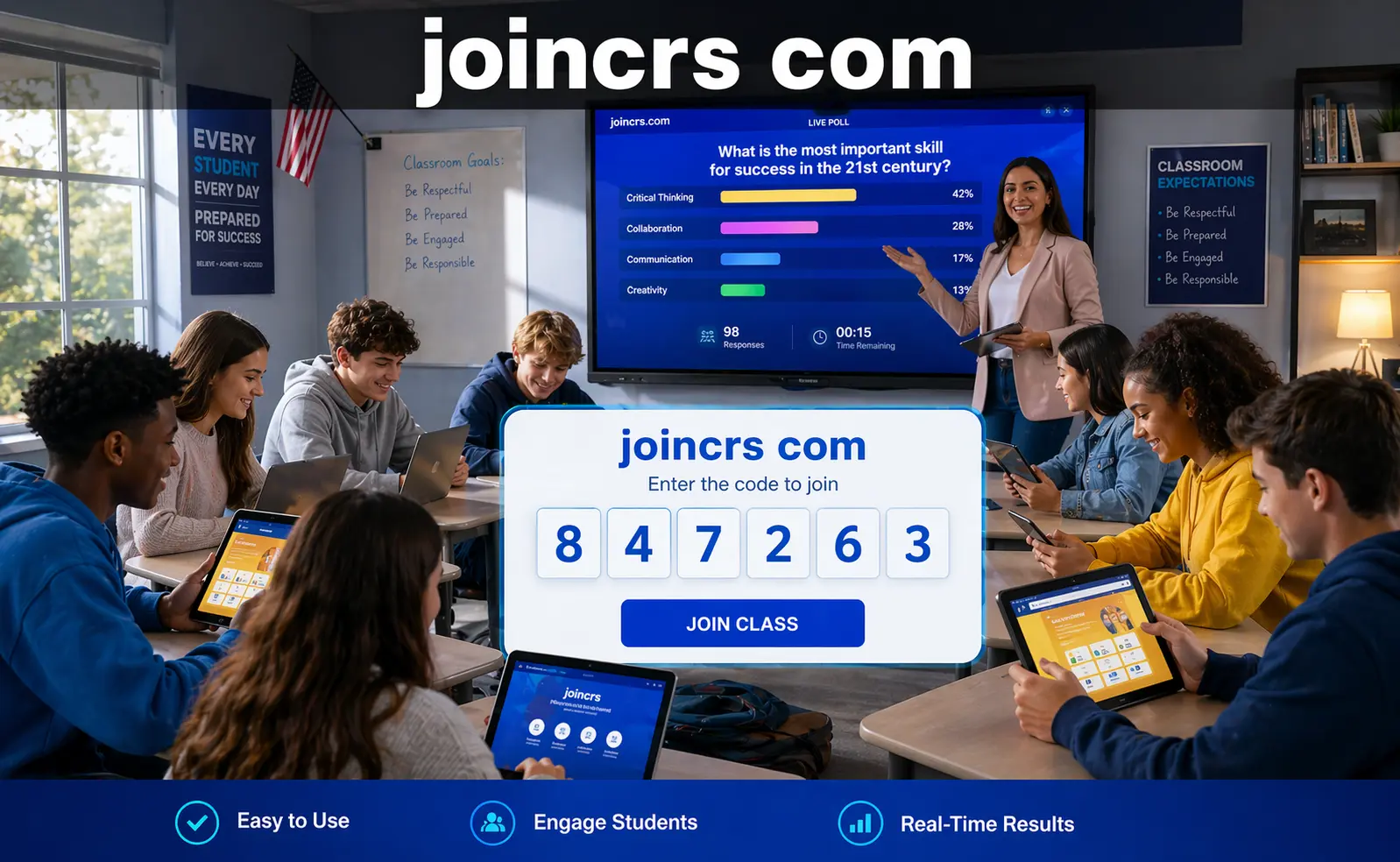 joincrs com student portal Classroomscreen interactive classroom learning tool for teachers and students in the US — 6-digit code join session