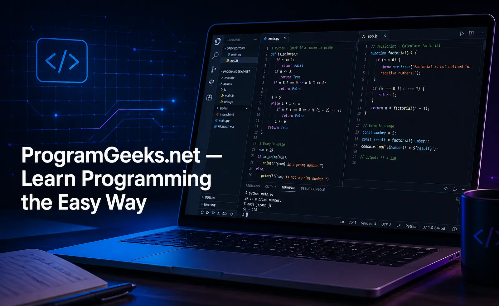 ProgramGeeks.net programming learning platform for beginners and developers — tutorials, tech news, and interview prep