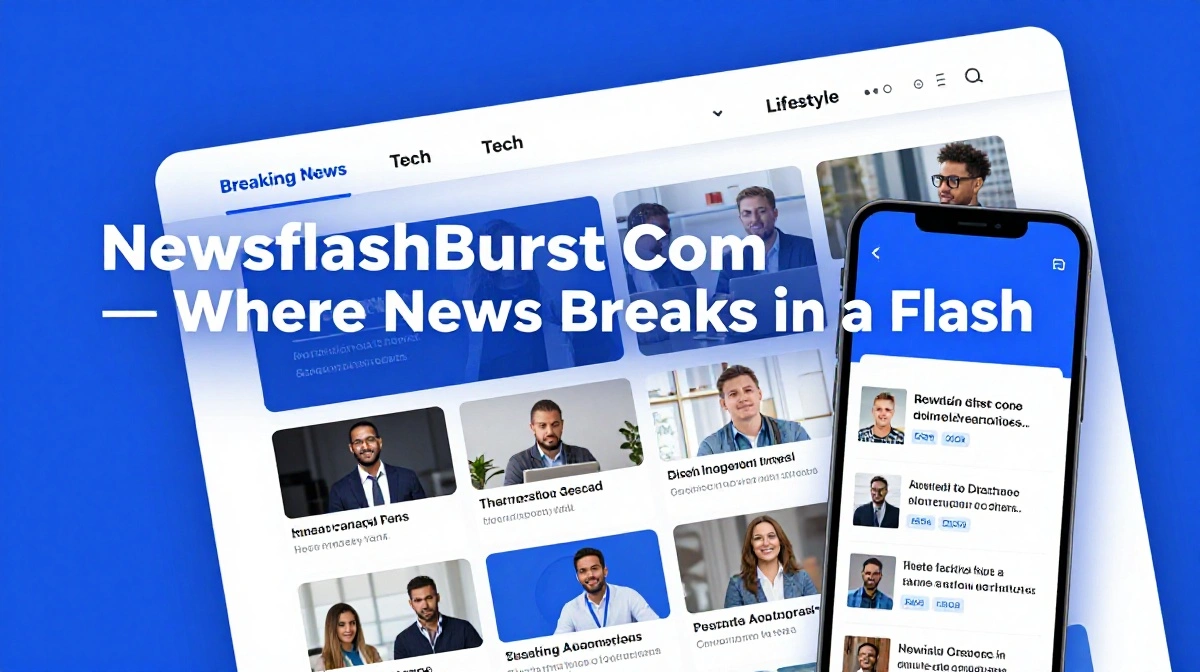 NewsflashBurst com platform showing breaking news and trending stories across categories,