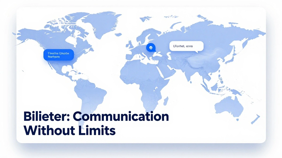 Bilieter communication platform interface showing real-time translation and secure messaging features for modern users